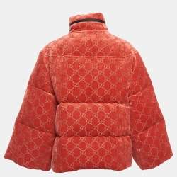 Gucci Red Velvet GG Jacquard Down Jacket M
