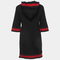Gucci Black Jersey Web Trimmed Hooded Dress S
