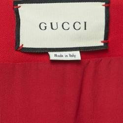 Gucci Red Wool Blend Buttoned Long Sleeve Playsuit S
