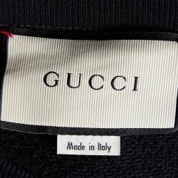 Pre Owned Gucci Black Logo Sequined Butterfly Cotton Oversized Sweatshirt XS