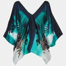 Gucci Multicolor Print Silk V-Neck Poncho Top M