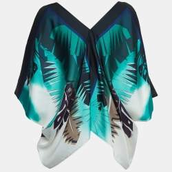 Gucci Multicolor Print Silk V-Neck Poncho Top M