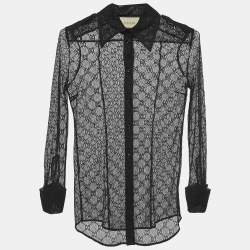 Gucci Black GG Patterned Cotton Belnd Button Front Full Sleeve Shirt S