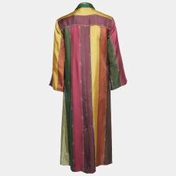 Gucci Multicolor Chain Print Silk Buttoned Midi Shirt Dress S