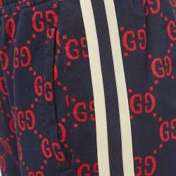 Pre Owned Gucci Navy Blue GG Patterned Cotton Drawstring Joggers S