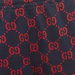 Pre Owned Gucci Navy Blue GG Patterned Cotton Drawstring Joggers S