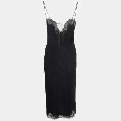 Gucci Black Lace Strappy Midi Dress M