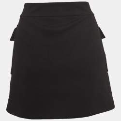 Pre Owned Gucci Black Knit Double Breasted Mini Skirt M