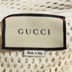 Pre Owned Gucci White Logo Patterned Knit Tank Top S