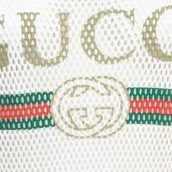 Pre Owned Gucci White Logo Patterned Knit Tank Top S