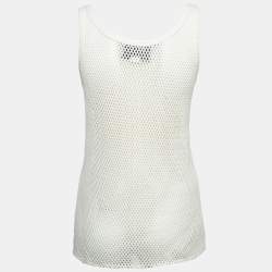 Pre Owned Gucci White Logo Patterned Knit Tank Top S