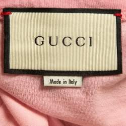 Pre Owned Gucci Pink Logo Deer Print Cotton Half Sleeve T-Shirt S