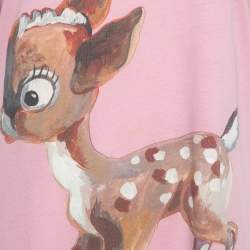 Pre Owned Gucci Pink Logo Deer Print Cotton Half Sleeve T-Shirt S