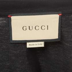 Gucci Black Logo Print cotton Half Sleeve Oversized T-Shirt S