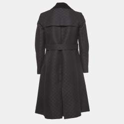 Gucci Black GG Supreme Wool-Blend Belted Coat S
