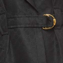 Gucci Black GG Supreme Wool-Blend Belted Coat S