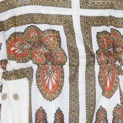 Pre Owned Gucci Cream Paisley Printed Cotton Kaftan Dress S