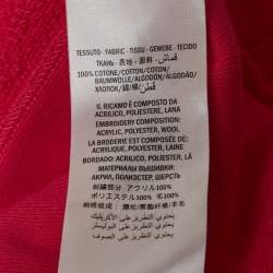 Gucci Pink Cotton Knit Embroidered Teddy Sweatshirt M