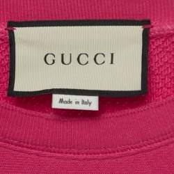 Gucci Pink Cotton Knit Embroidered Teddy Sweatshirt M