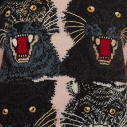 Gucci Pink Wool Tiger Intarsia Embellished Sweater M