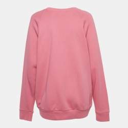 مملوكة مسبقًا Gucci Pink Cotton Knit Mystic Cat Sweater M