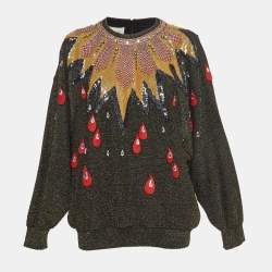 Gucci Multicolor Lurex Knit Embellished Sweater XL
