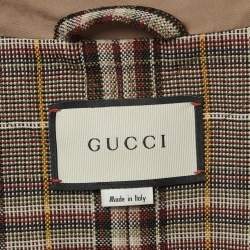 Pre Owned Gucci Beige Gabardine Butterfly Embroidered Trench Coat M