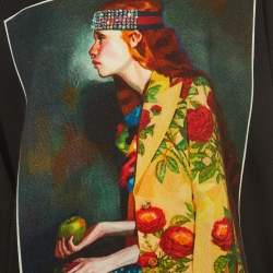 Pre Owned Gucci Black Distressed Cotton Portrait Print Sweatshirt M