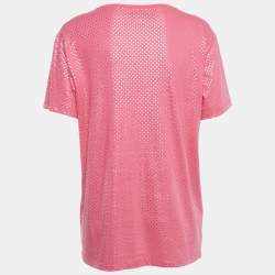 Pre Owned Gucci Pink Logo Printed Cotton Oversized T-Shirt S