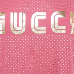 Pre Owned Gucci Pink Logo Printed Cotton Oversized T-Shirt S