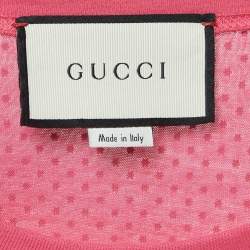 Pre Owned Gucci Pink Logo Printed Cotton Oversized T-Shirt S