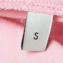 Gucci Pink Deer Logo Print Cotton T-Shirt S