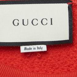 Gucci Red Sequined UFO Logo Print Sweatshirt L