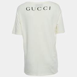Pre Owned Gucci Cream Movie Print Cotton T-Shirt XS