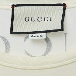 Pre Owned Gucci Cream Movie Print Cotton T-Shirt XS