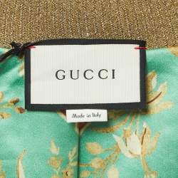 Pre Owned Gucci Gold Sequined Wild Cat Applique Reversible Cardigan L