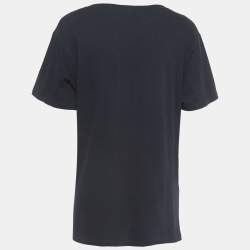 Pre Owned Gucci Black Sequined Embroidered Cotton T-Shirt S