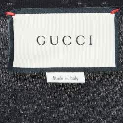 Pre Owned Gucci Black Sequined Embroidered Cotton T-Shirt S