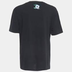 Pre Owned Gucci Black Logo Printed Cotton T-Shirt S
