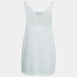 Pre Owned Gucci White Graffiti Logo Print Cotton Tank Top XS