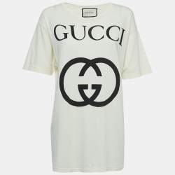 Gucci Off White Logo Print Cotton Oversized T-Shirt XXXS