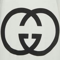 Gucci Off White Logo Print Cotton Oversized T-Shirt XXXS