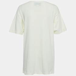 Gucci Off White Logo Print Cotton Oversized T-Shirt XXXS