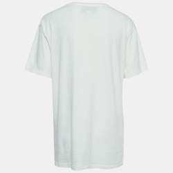 Pre Owned Gucci Off White Graphic Print Cotton T-Shirt S