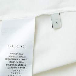 Pre Owned Gucci White Graphic Print Cotton T-Shirt S