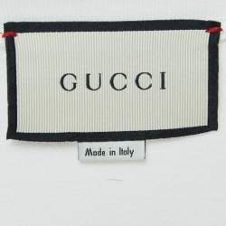 Pre Owned Gucci White Graphic Print Cotton T-Shirt S