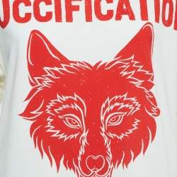 Pre Owned Gucci White Graphic Print Cotton T-Shirt S