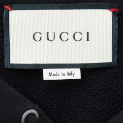 مملوكة مسبقًا Gucci Black Garden Insects Embroidered Cotton Hoodie XS