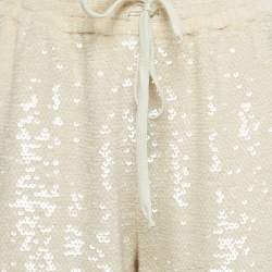 Gucci Beige Sequined Cotton Drawstring Joggers L