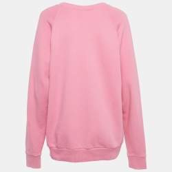 Gucci Pink Mystic Cat Logo Print Cotton Sweatshirt M